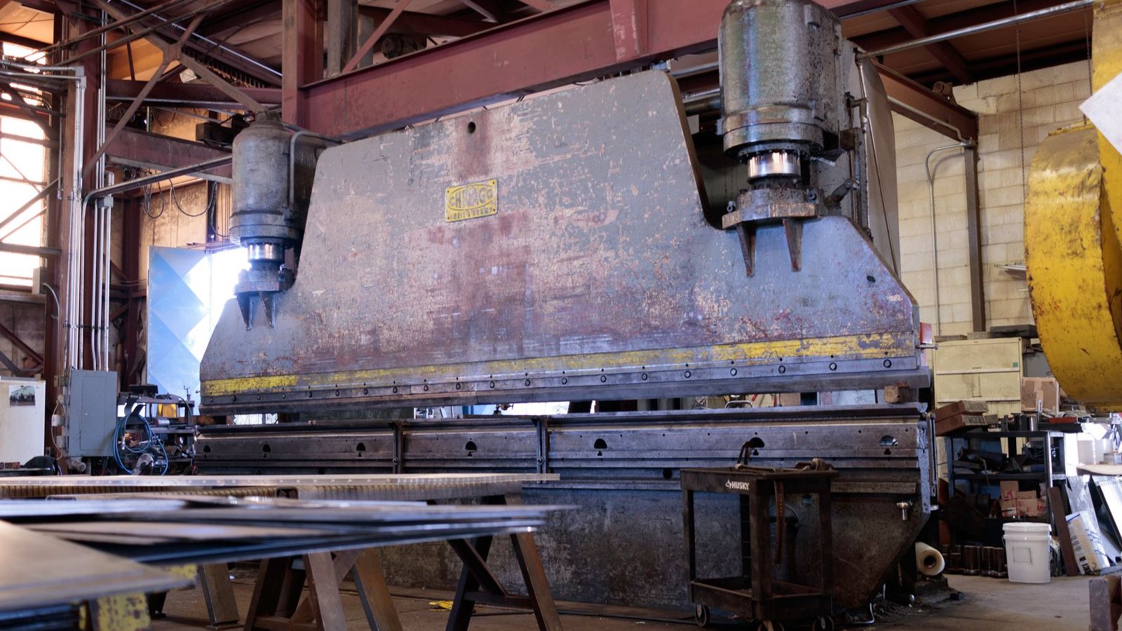 Press brake in the fabrication bay